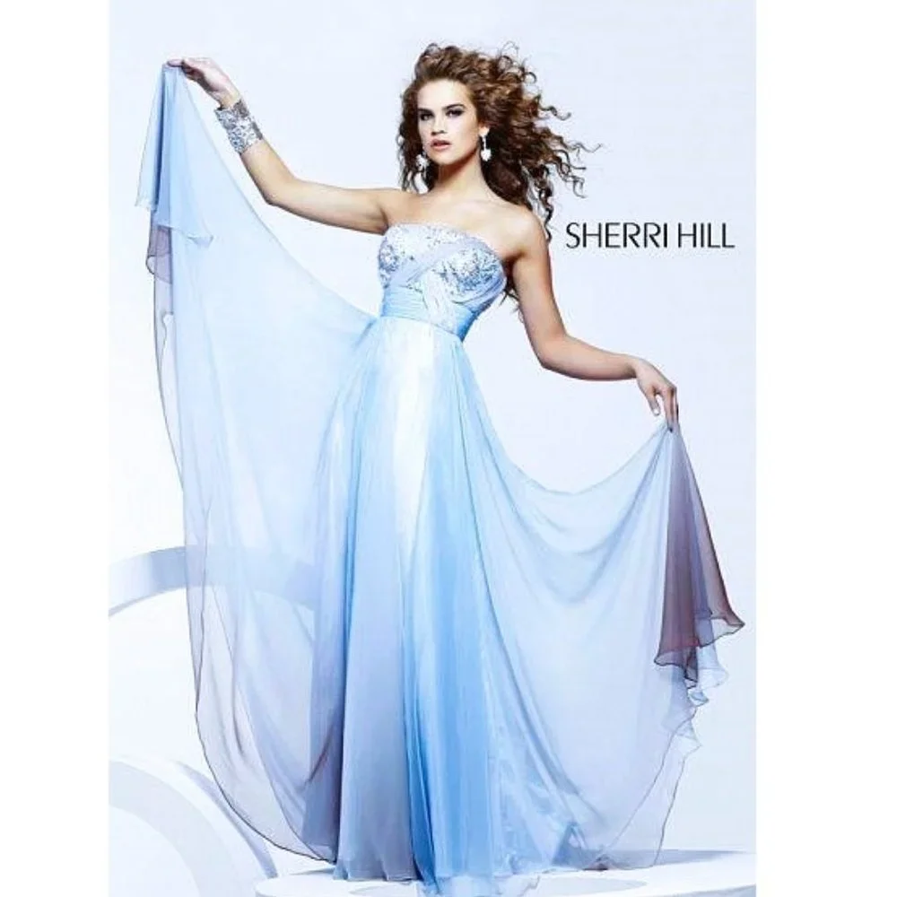 SHERRI HILL gown chiffon beaded pageant prom formal hoco dress - 6 - Picture 4 of 4